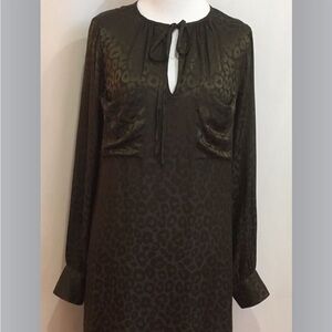 BCBG Olive Green leopard dress sz s